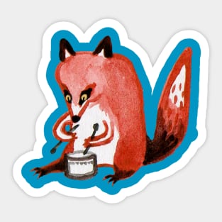 Drumming Fox Sticker